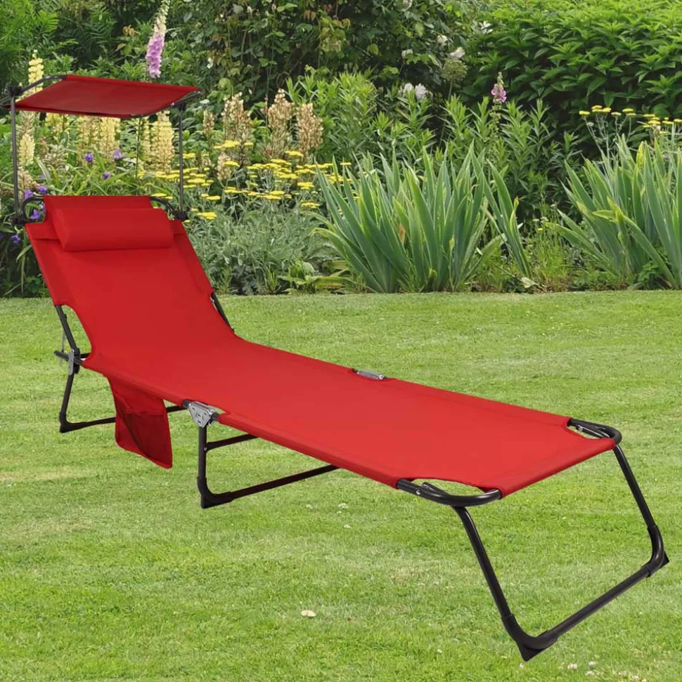 Klappbare Balkonliege in Rot und Schwarz - Haikira