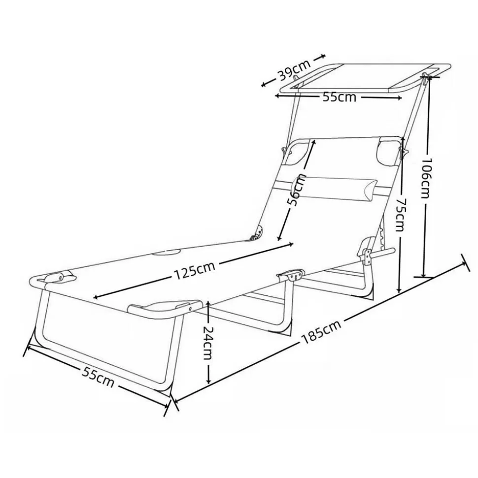 Klappbare Outdoor Liege in Blau und Schwarz - Betty
