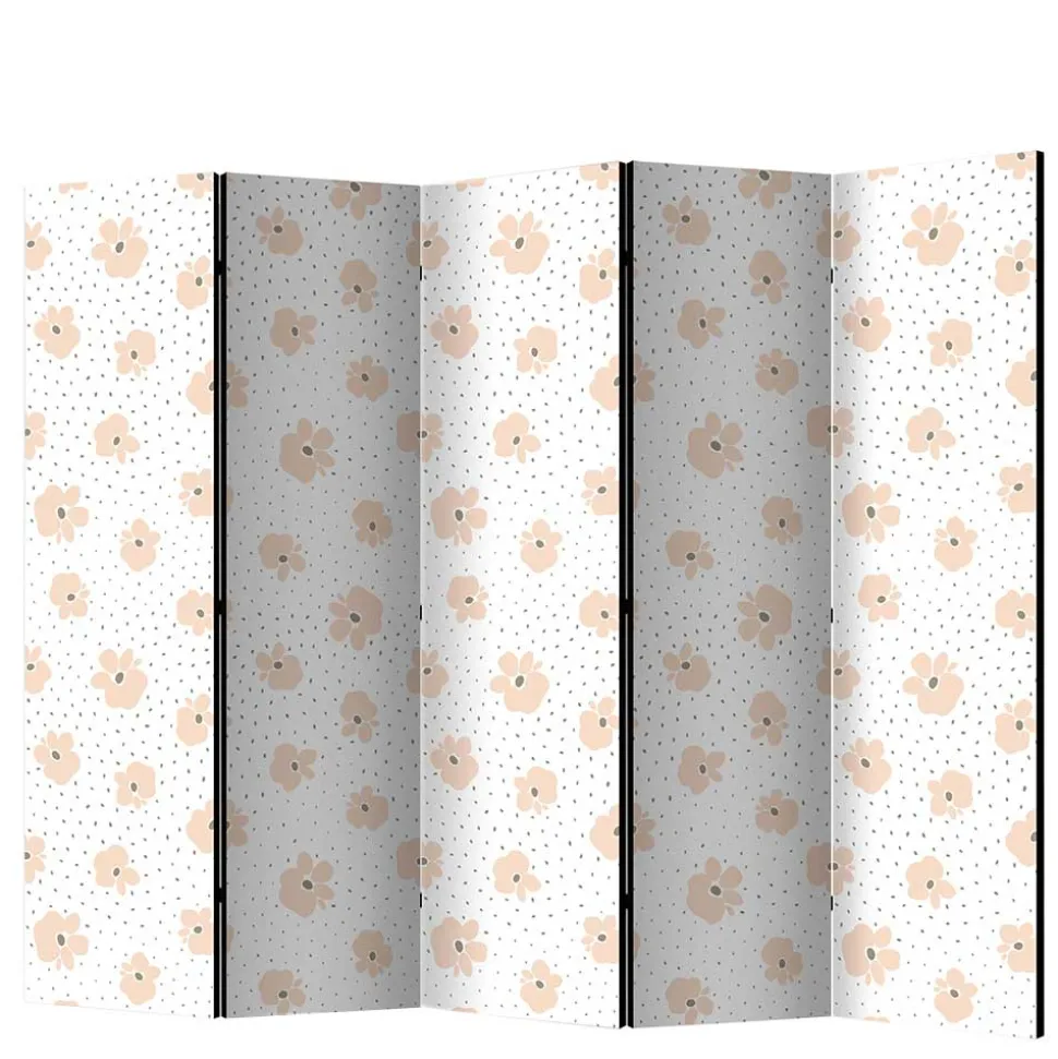 Klappbare Trennwand mit Blumen Muster in Rosa - Telvo