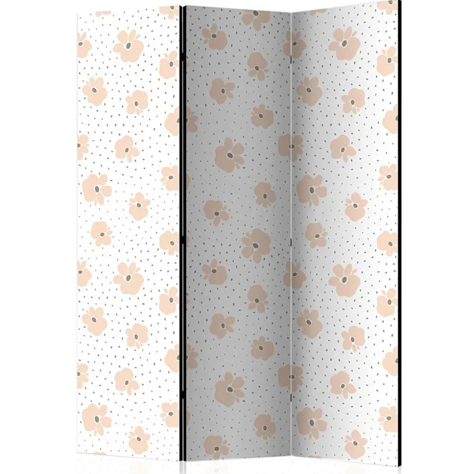 Klappbare Trennwand mit Blumen Muster in Rosa - Telvo