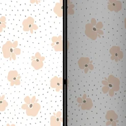 Klappbare Trennwand mit Blumen Muster in Rosa - Telvo