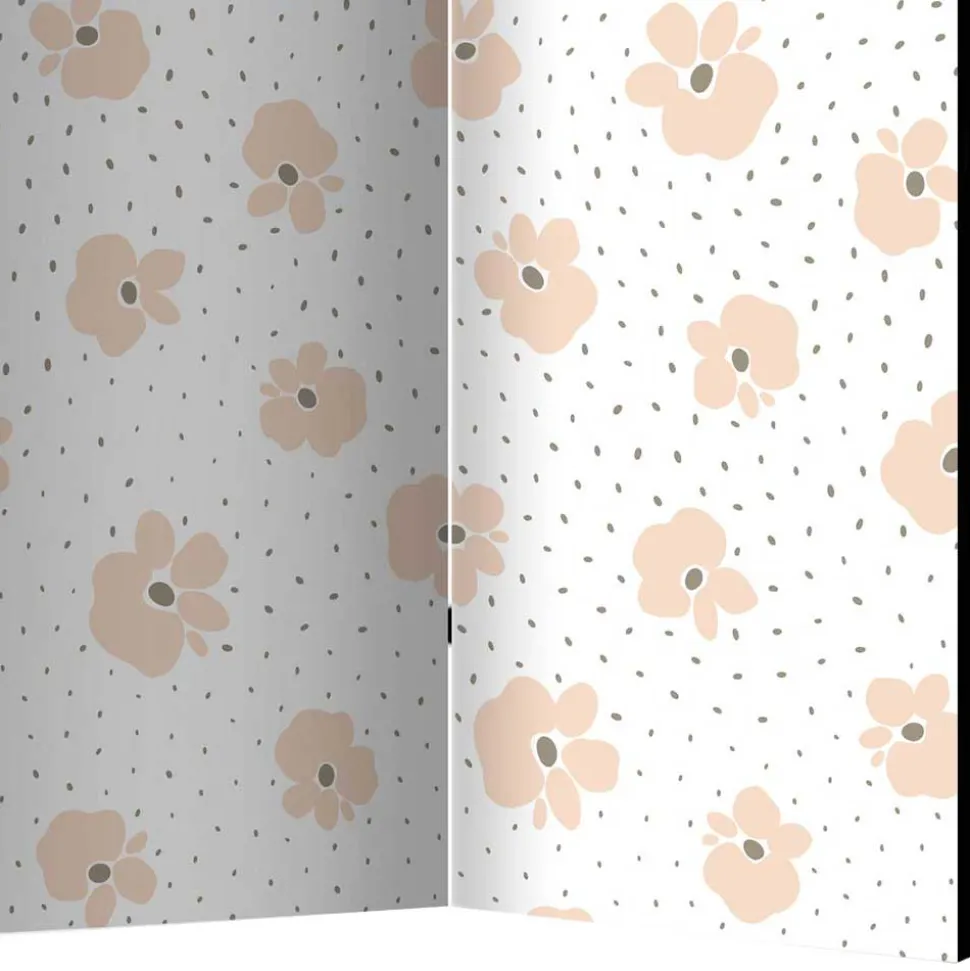 Klappbare Trennwand mit Blumen Muster in Rosa - Telvo