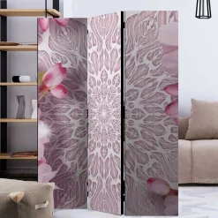 Klappbarer Paravent in Rosa & Weiß - Carika