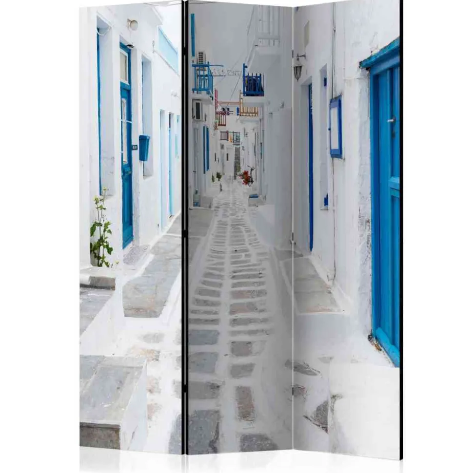 Klappbarer Paravent in Weiß & Blau - Rennia