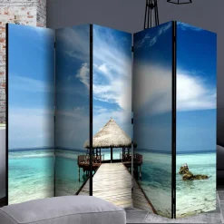 Klappbarer Paravent Steg & Hütte im Meer - Makassa