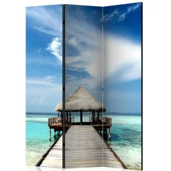 Klappbarer Paravent Steg & Hütte im Meer - Makassa