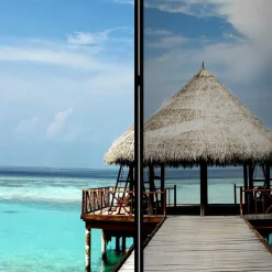 Klappbarer Paravent Steg & Hütte im Meer - Makassa