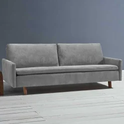 Klappcouch aus Microvelours in Grau - Trango