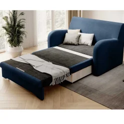 Klappcouch in Dunkelblau Velours - Zessma