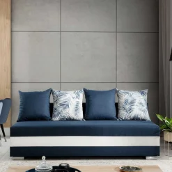 Klappcouch in Dunkelblau und Weiß - Mingo