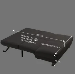 Klappcouch in Dunkelgrau & Alu - Jarne