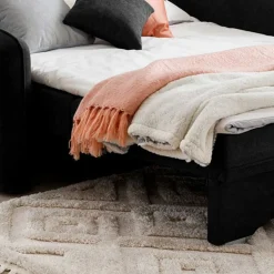 Klappcouch in Schwarz Veloursbezug - Yangu