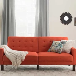 Klappcouch in Ziegel Rot und Braun - Winston