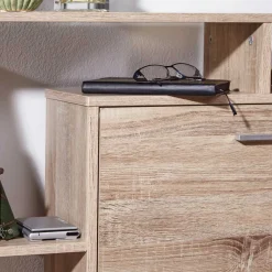 2-Klappen Schuhschrank mit drei offenen Regalfächern - Ilona