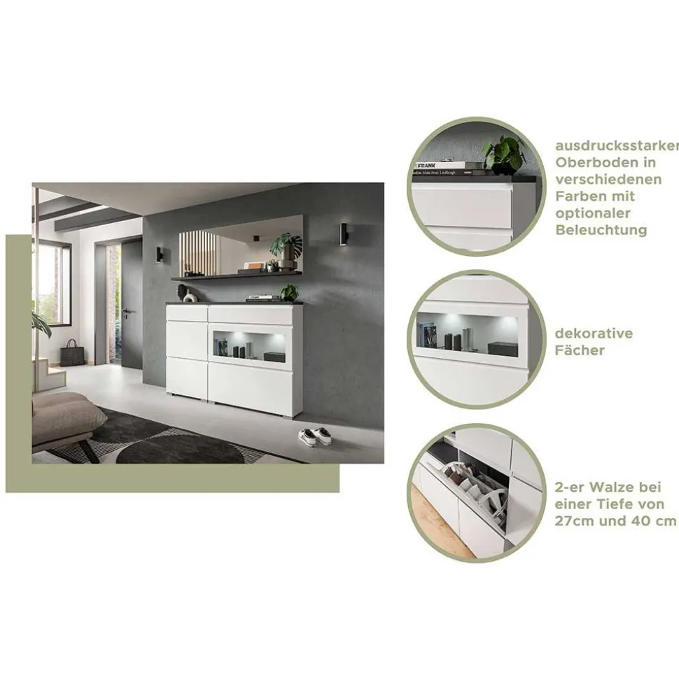 3-Klappen-Schuhschrank in Weiß - Dany