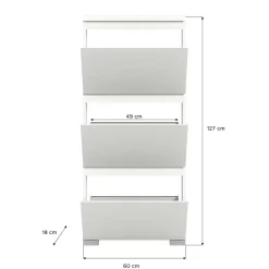 3-Klappen-Schuhschrank in Weiß - Dany