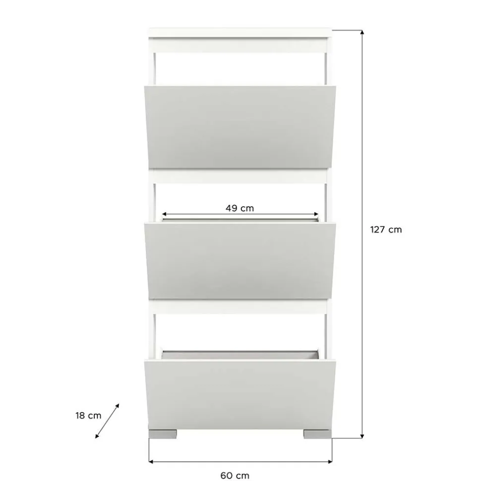 3-Klappen-Schuhschrank in Weiß - Dany