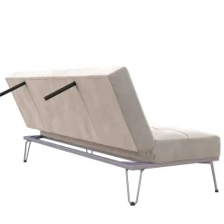 Klappsofa in Hellgrau Samt - Acena