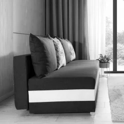 Klappsofa in Schwarzbraun mit Weiß - Bacima