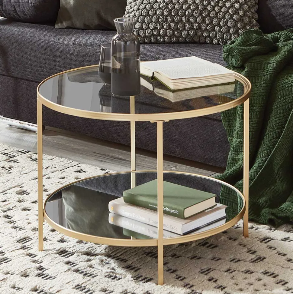 Klarglas Couchtisch mit Zusatzablage - Kalizoa