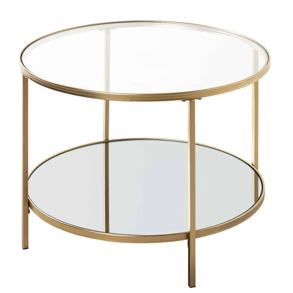 Klarglas Couchtisch mit Zusatzablage - Kalizoa