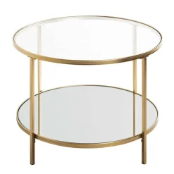 Klarglas Couchtisch mit Zusatzablage - Kalizoa