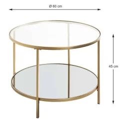 Klarglas Couchtisch mit Zusatzablage - Kalizoa