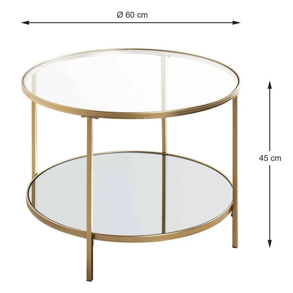 Klarglas Couchtisch mit Zusatzablage - Kalizoa