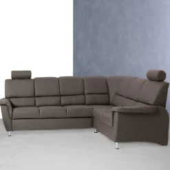 Klassische Eckcouch Isabella in Braun Kunstleder