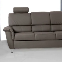 Klassische Eckcouch Isabella in Braun Kunstleder