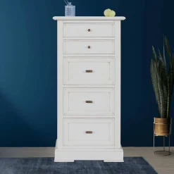 Klassische Hochkommode in Antikweiß - Annot