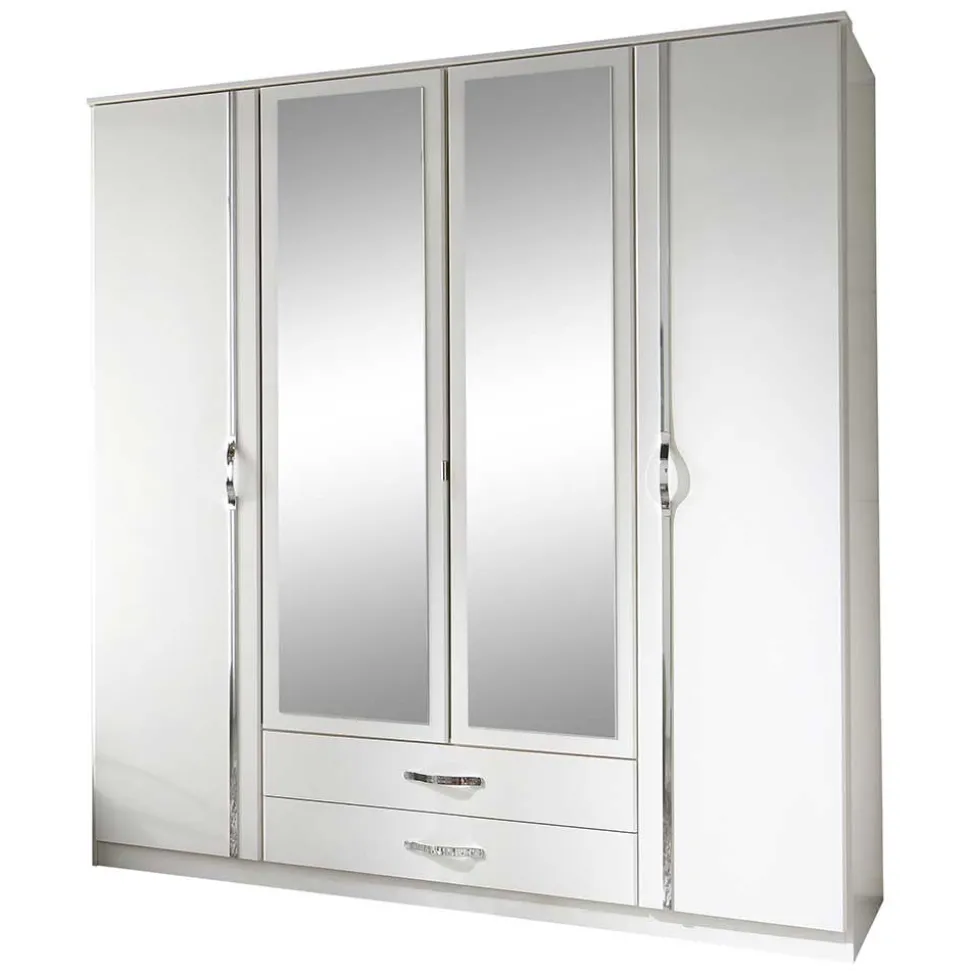 Klassischer Kleiderschrank in Weiß mit Chrom - Miracella