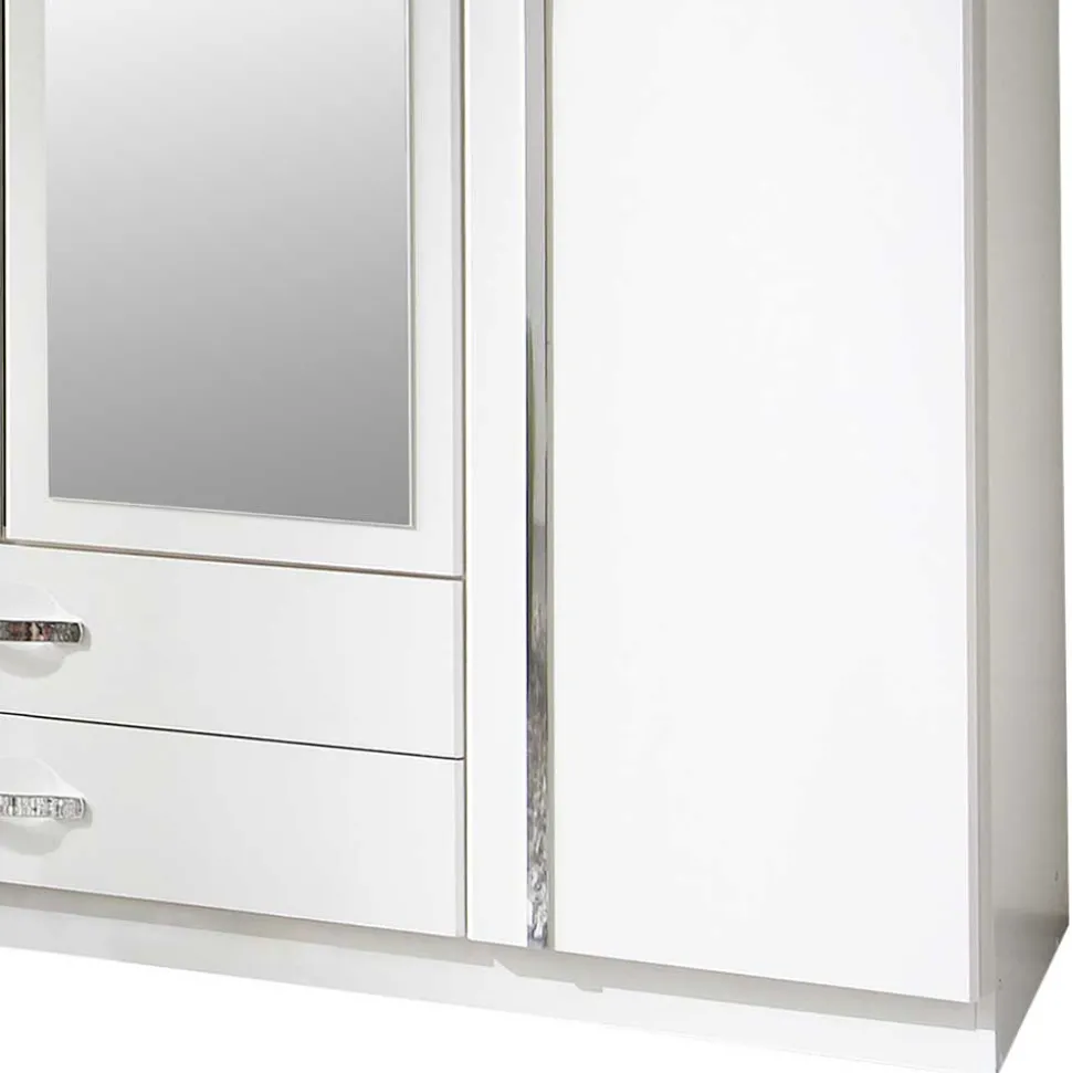 Klassischer Kleiderschrank in Weiß mit Chrom - Miracella