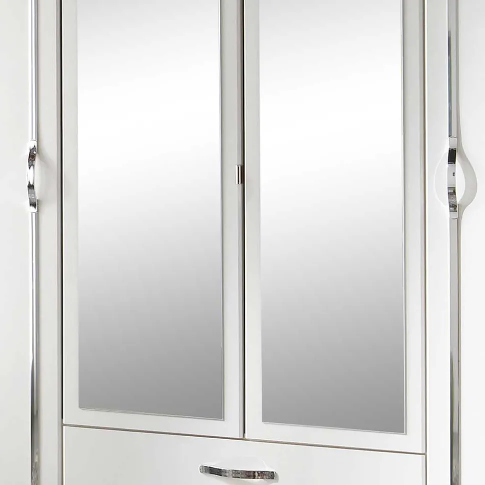 Klassischer Kleiderschrank in Weiß mit Chrom - Miracella