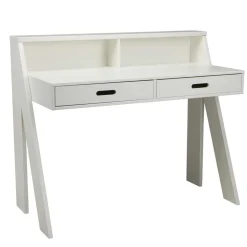 Klassischer Schreibtisch Etzga aus weißem Massivholz