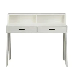 Klassischer Schreibtisch Etzga aus weißem Massivholz