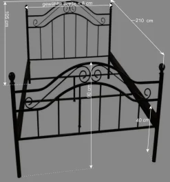 Klassisches Metallbett in Schwarz - Cusern