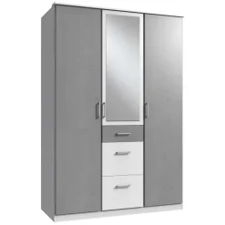 Kleiderschrank in Betonoptik Lichtgrau & Weiß - Karimos