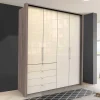 Kleiderschrank in Creme Glas & Eiche dunkel - Cluster
