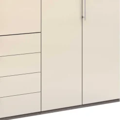 Kleiderschrank in Creme Glas & Eiche dunkel - Cluster