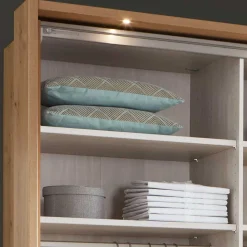 Kleiderschrank in Eiche Bianco & Spiegel - Paniola