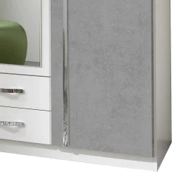 Kleiderschrank in Weiß & Beton Optik Hell - Hotti