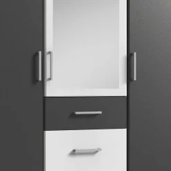 Kleiderschrank in Weiß & Dunkelgrau - Vanila I