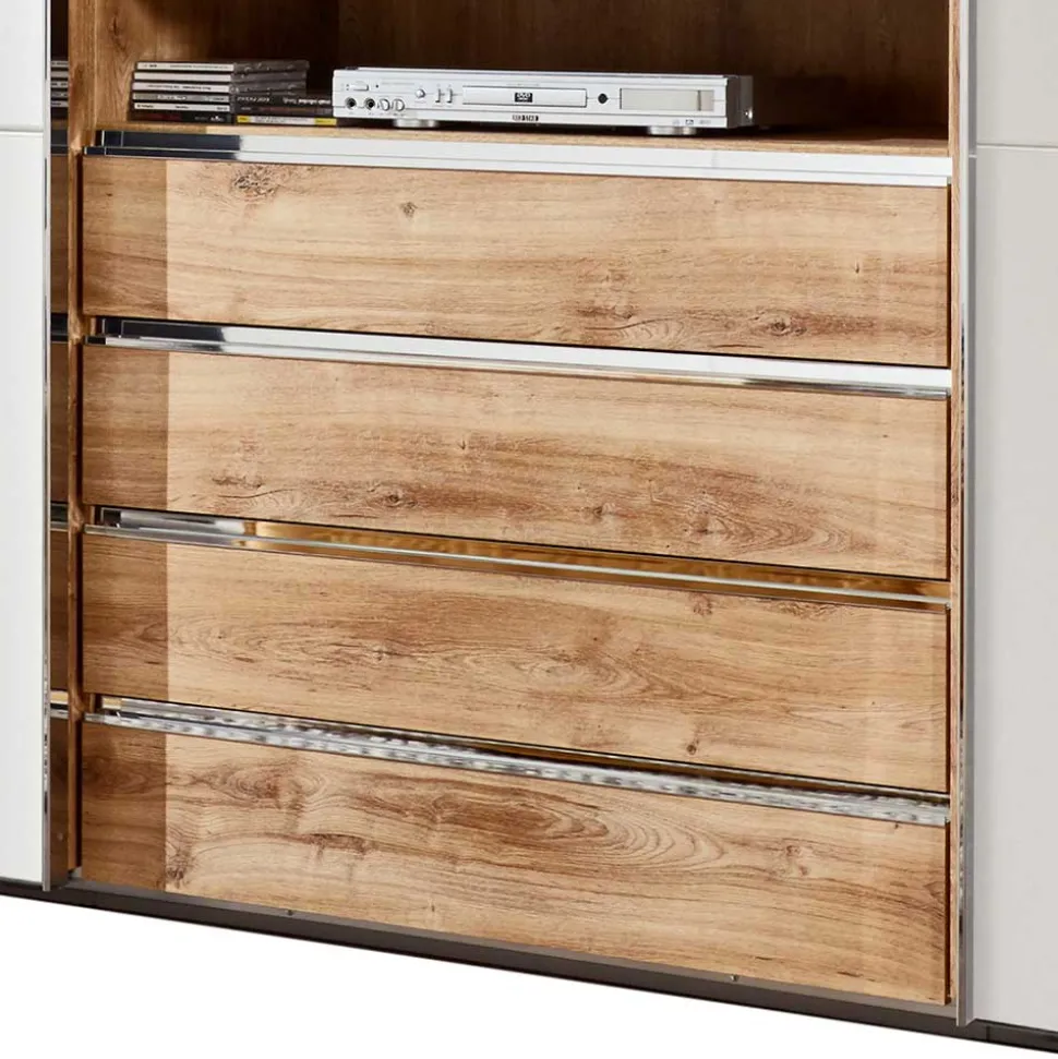 Kleiderschrank in Weiß & Plankeneiche Optik - Stufania