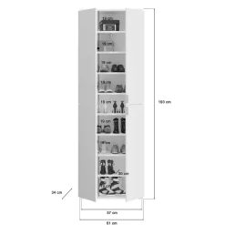 Kleiderschrank in Weiß HG & Spiegel - Ejulia (zweiteilig)