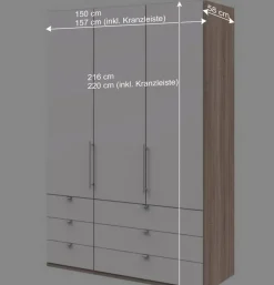 Kleiderschrank mit 150cm Breite in Weiß - Vaclyn