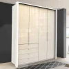 Kleiderschrank mit Falttüren in Cremefarben Glas Front - Zidarie