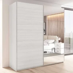 Kleiderschrank mit Schwebetüren in Esche Weiß - Pruducia