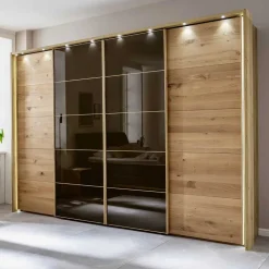 Kleiderschrank mit Schwebetüren in Dunkelbraun - Vutonia