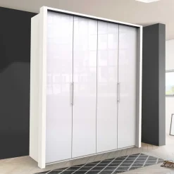 Kleiderschrank mit zwei Falttüren in Weiß - Dolienca
